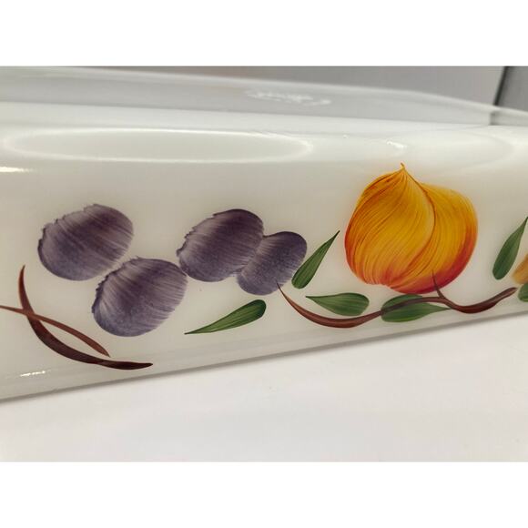 VTG Anchor Hocking Fire King Baking Casserole Pan Dish Hand Painted 10x6.5 - Picture 3 of 10